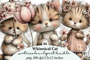 Whimsical Cat Clipart, an Illustration by Digital Artistic99