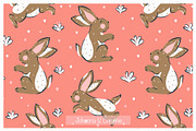 Whimsical Bunny & Flower Pattern Set, an Illustration by Johanna V. Creative (Thumbnail 2 of 3)