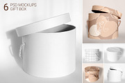 6 Mockups, Round Gift Box, a Packaging Mockup by bazarova (Thumbnail 1 of 10)