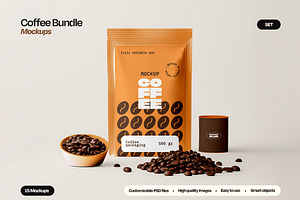Coffee Pouch Packaging Mockup Set, a Cups & Container Mockup by Mego-studio