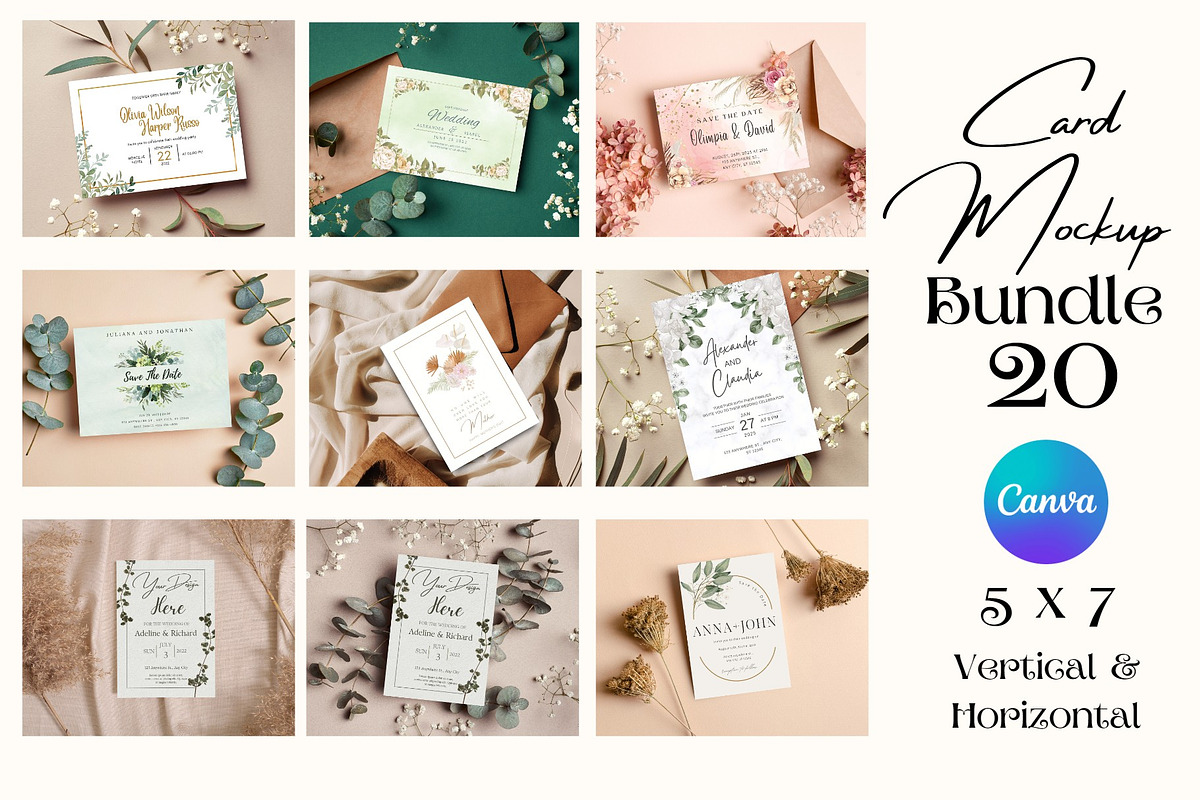 Minimalist 5x7 Card Mockup Bundle, an Invitation Template by DaisyStudio (Photo 1 of 13)