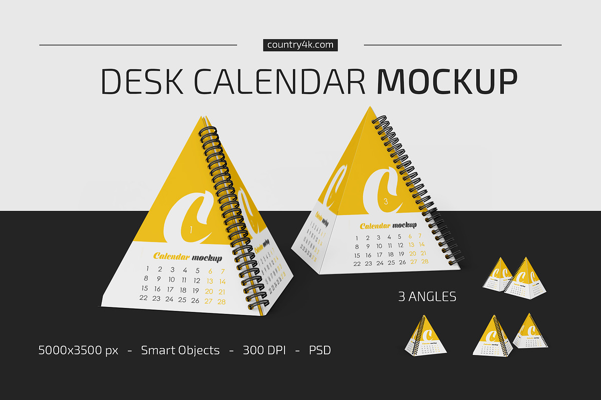 Spiral Pyramid Desk Calendar Mockup, a Print Template by Country4k (Photo 1 of 4)