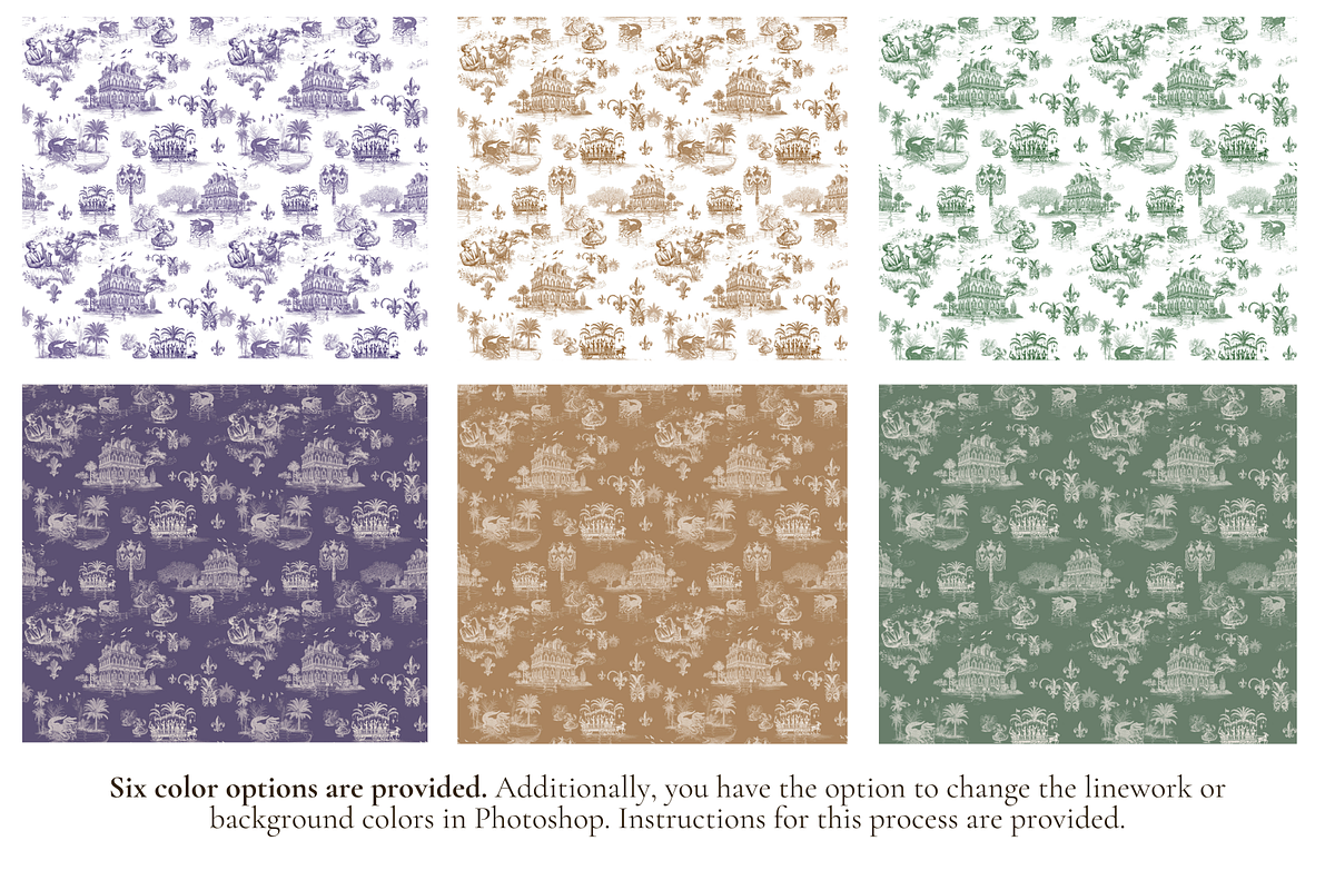 Mardi Gras Toile de Jouy Pattern, a Pattern Graphic by Hughes Studio (Photo 2 of 6)