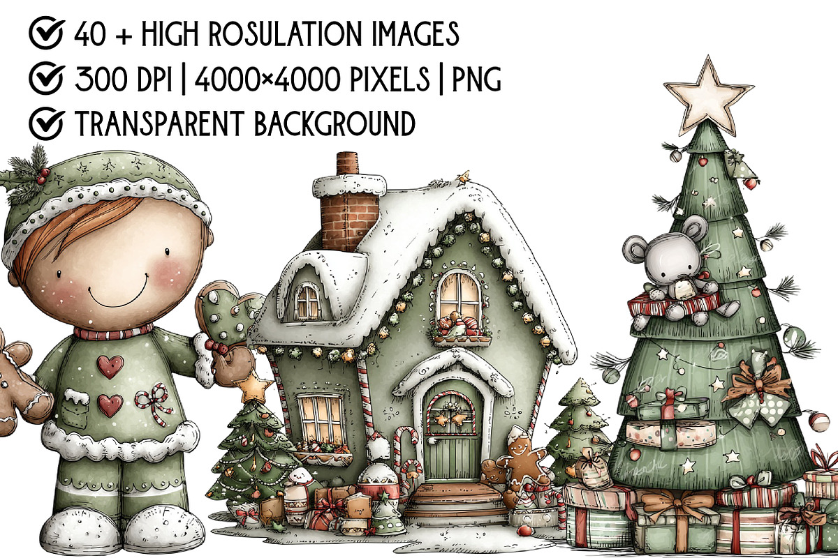 Watercolor Christmas Clipart, an Illustration by Pixels.Craft (Photo 4 of 6)