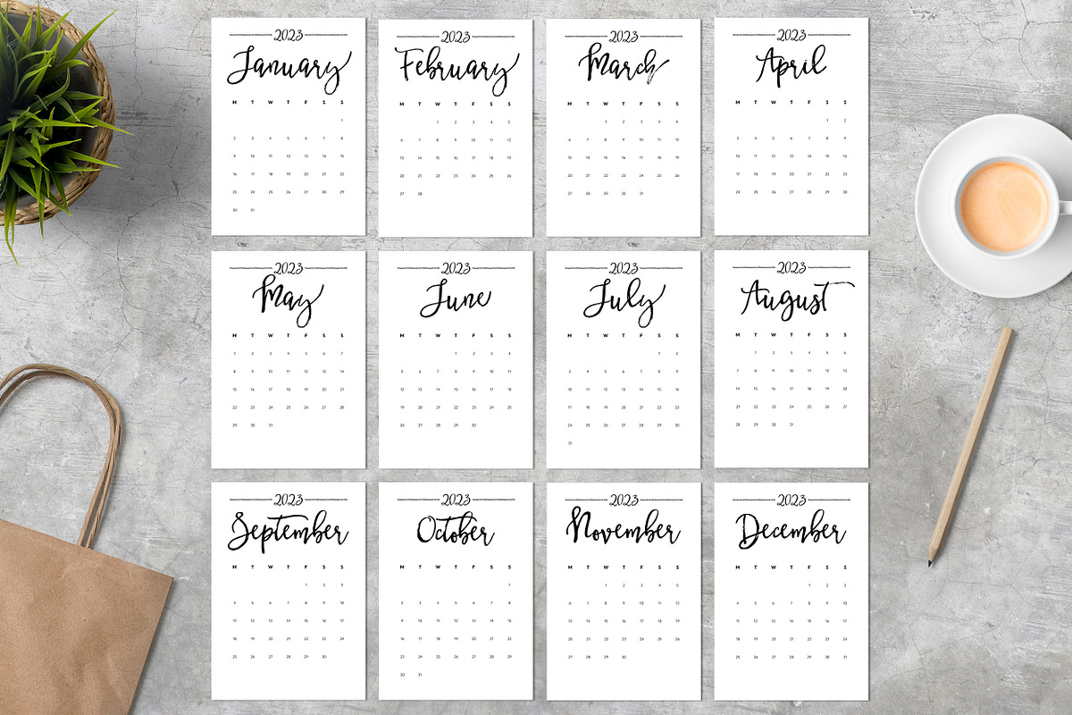 Calendar 2023 A4 Monday Start, a Templates & Theme by ZoollGraphics (Photo 2 of 2)