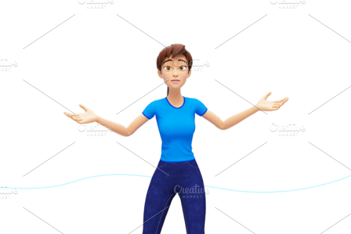 Jenny Cartoon 3D Character Promo Set, a Person Illustration by Oleg Ribar (Photo 16 of 26)