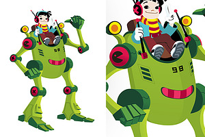 Robot kid boy cartoon isolated