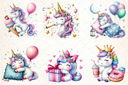 Kawaii Unicorn Party Clipart Bundle, an Illustration by DreamCafeArt (Thumbnail 4 of 7)