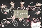 Soft Pink Floral Bicycles Clipart, an Illustration by Amanda Ilkov (Thumbnail 2 of 5)