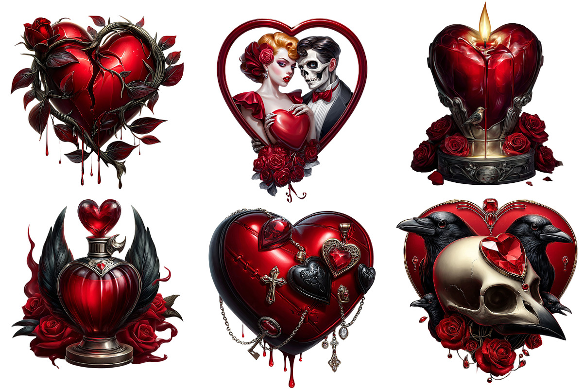 Gothic Valentine Clipart Set, an Illustration by Craft Nest (Photo 8 of 8)