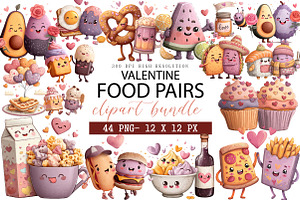 Valentine Food Pairs Clipart, an Illustration by DreamArtGraphic