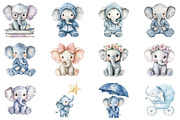 Watercolor Elephant Clipart, an Illustration by CitraGraphics (Thumbnail 5 of 5)