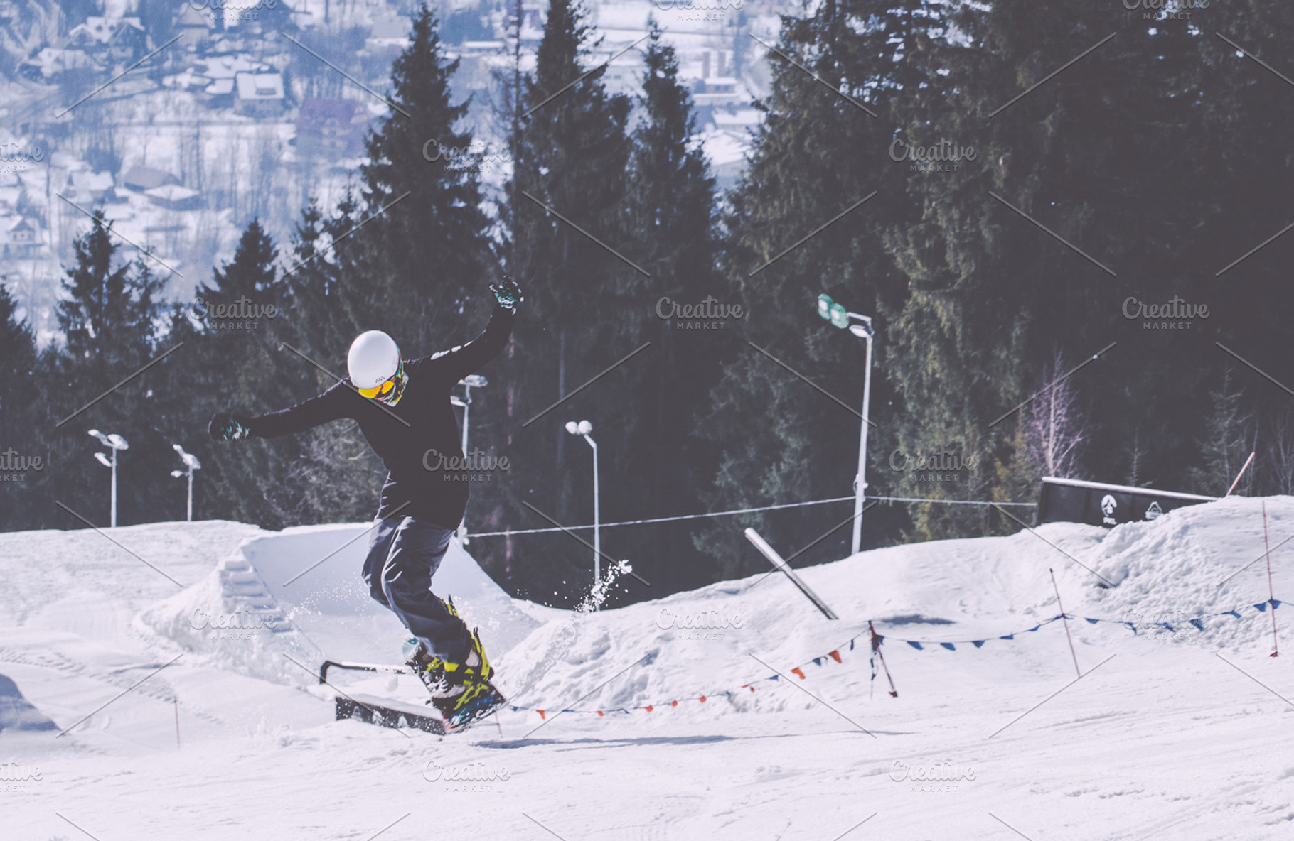 Snowboard containing snow, winter, and mountains, a Sports & Recreation Photo by Phots.