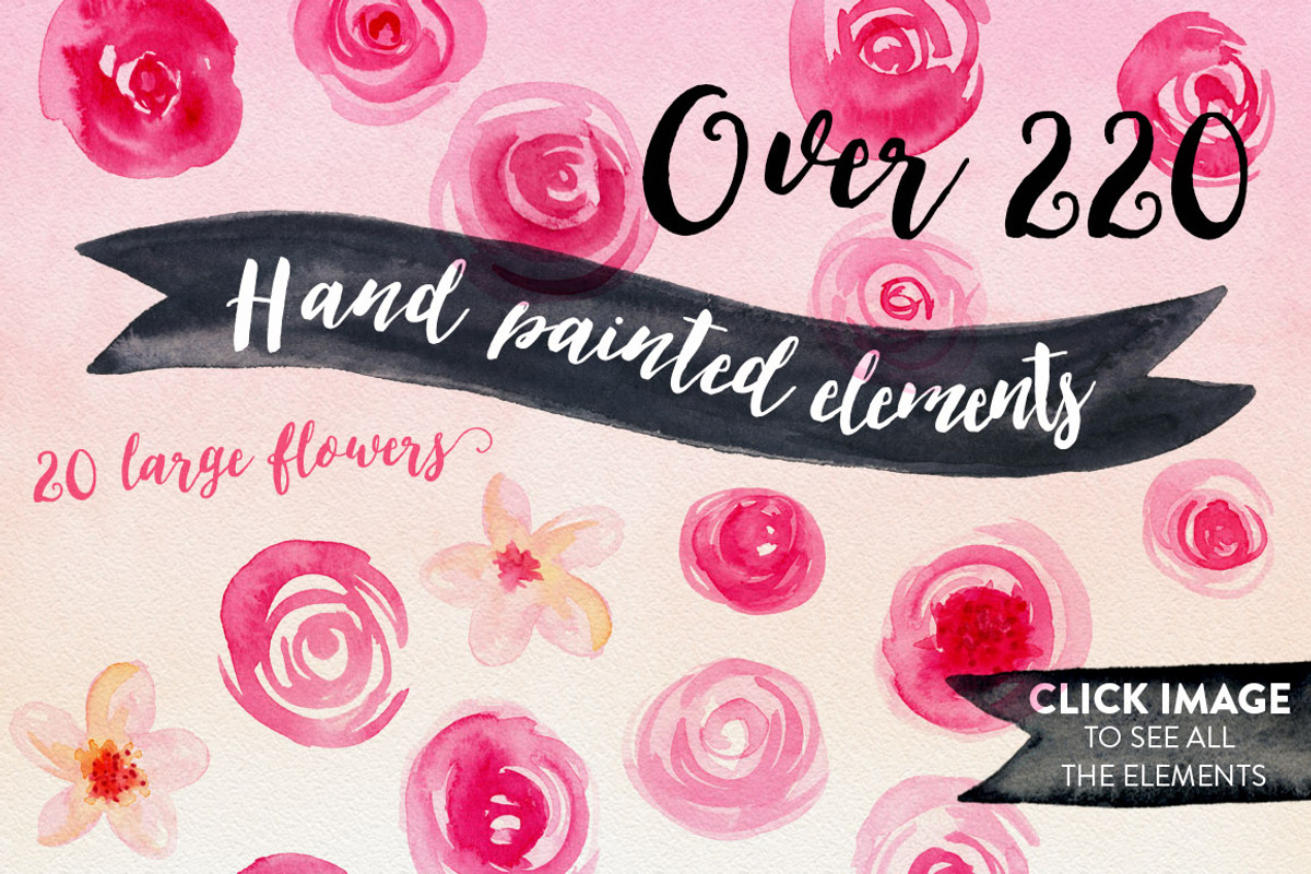 HAND PAINTED WATERCOLOR FLORAL PACK, a Work Illustration by Mxtama (Photo 2 of 6)