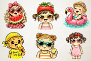 Watercolor Summer Cute Baby Girl PNG, an Illustration by RobertsArt (Thumbnail 3 of 5)
