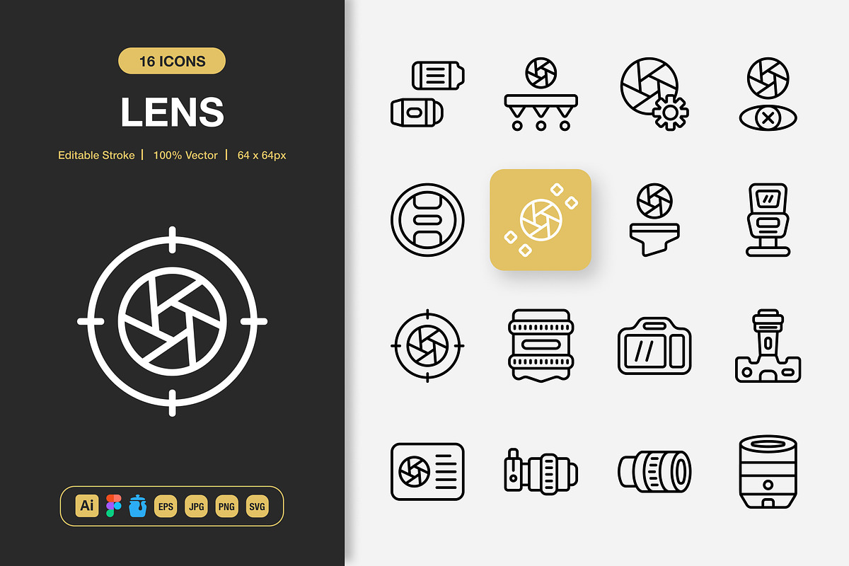 Lens Icons, an Outline Icon by Spacepixel Creative