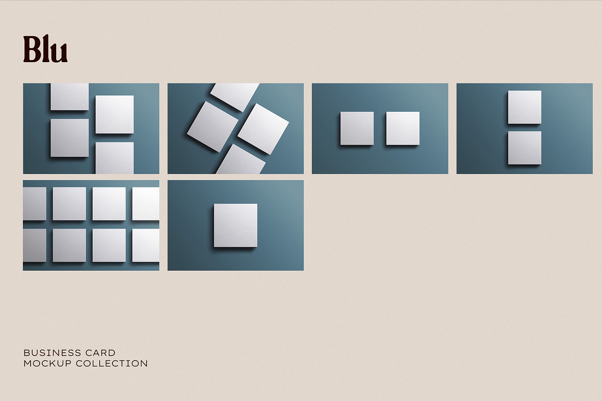 Square Blue Business Card Mockup, an Advertising Mockup by Sigelt (Photo 3 of 9)