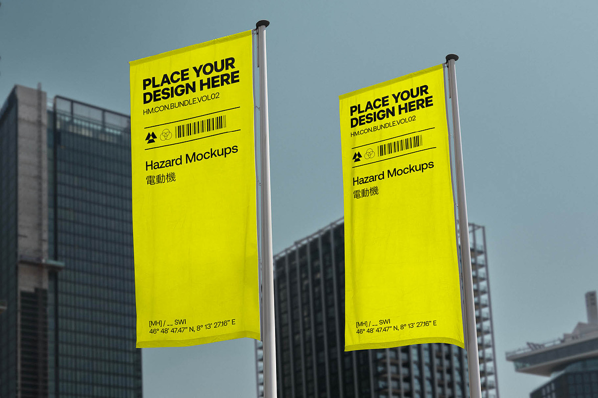 Double Banner Flag Mockup, an Advertising Mockup by HAZARD MOCKUPS (Photo 7 of 9)