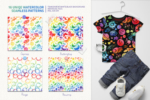 Watercolor Rainbow Seamless Patterns