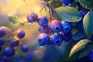 Bunches of ripe blueberries, a Photo by Pavel_design