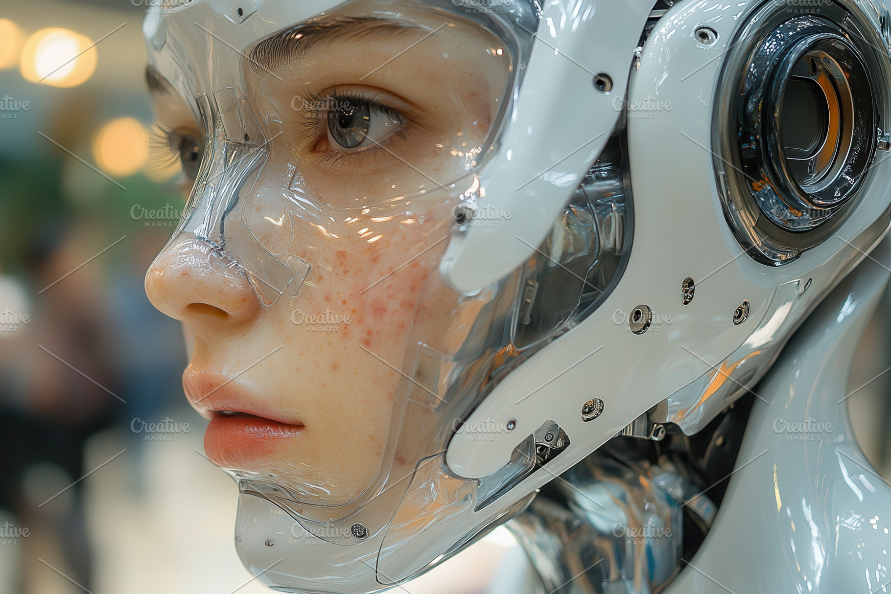 Realistic humanoid robot portrait sh, a Photo by Tanuart