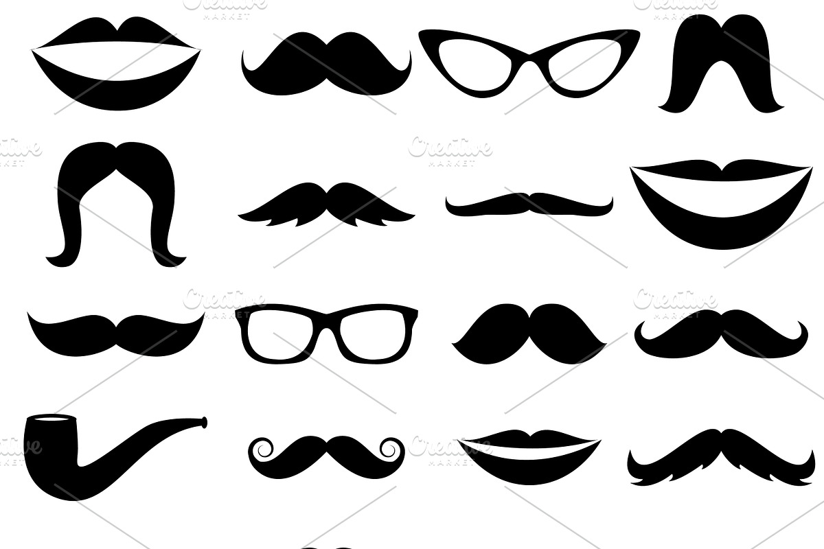 Mustache & Lips Vectors and Clipart, an Illustration by PinkPueblo (Photo 2 of 3)