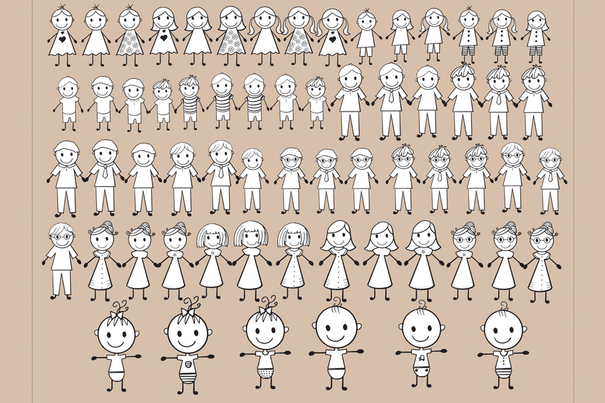 Stick Figure Clipart Figure Family, a Person Illustration by chilipapers, image size:1200x800