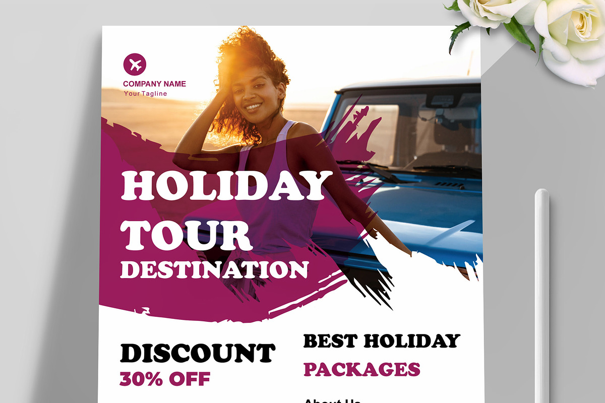 Travel Flyer Template Layout, a Flyer Template by MightyDesign (Photo 2 of 6)