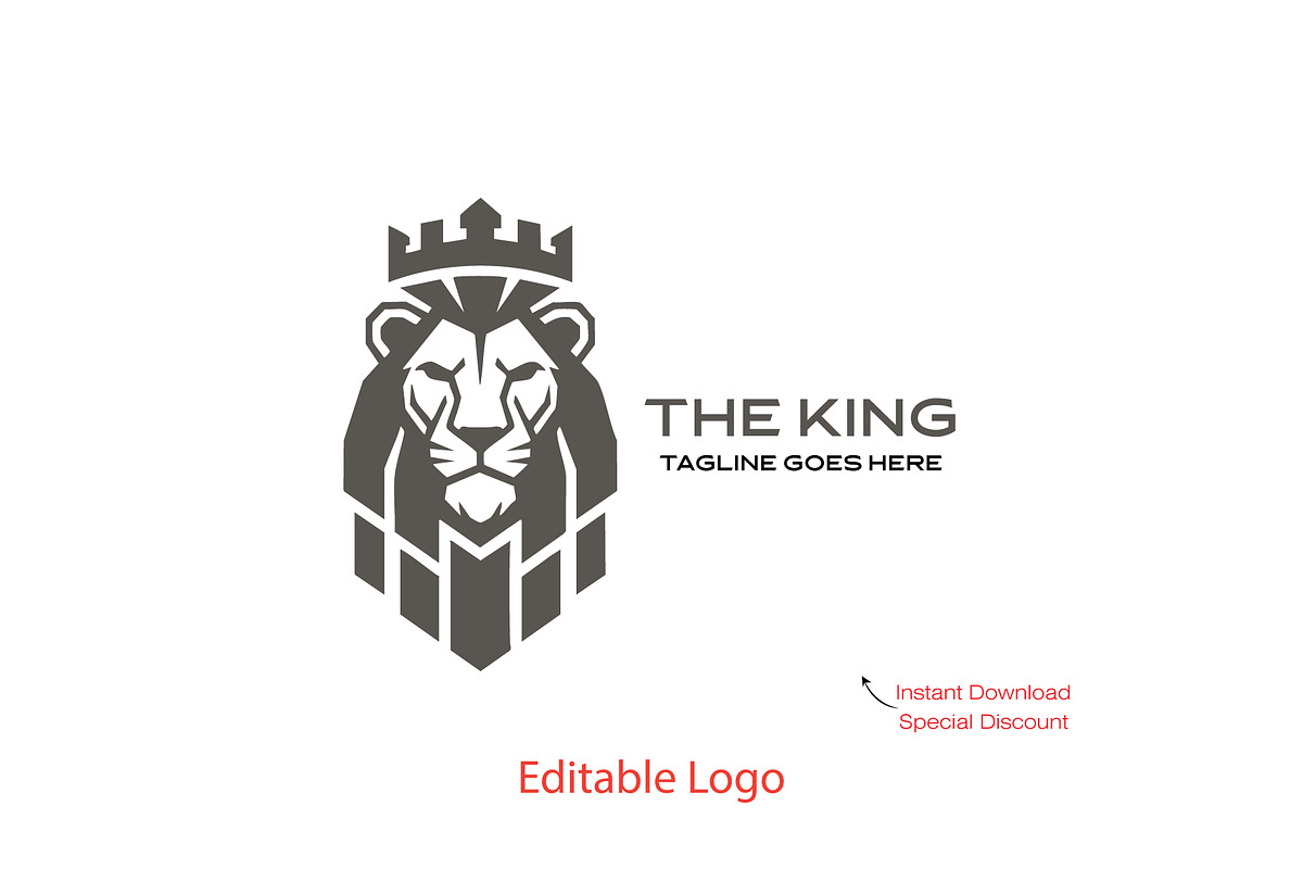 Geometric Lion Logo Design Template