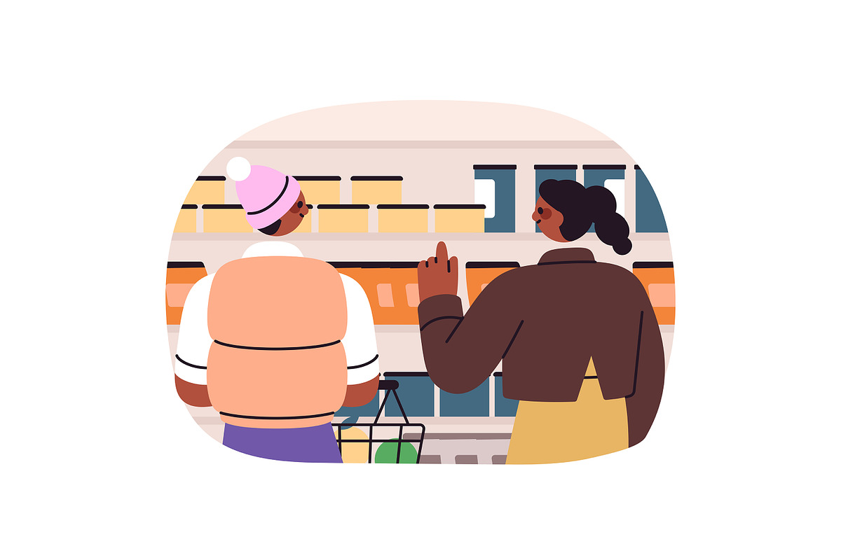 People shopping in store set, a Person Illustration by PaperTrident (Photo 15 of 15)