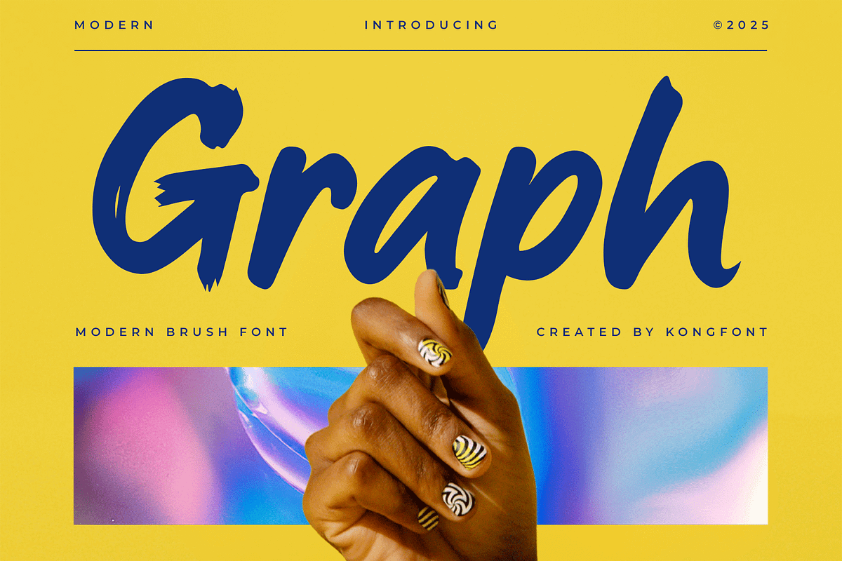Graph – Modern Brush Typeface, a Script Font by overlaytemplates (Photo 1 of 5)