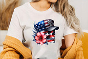 Watercolor American Flag Skull Subli, an Illustration by SVGArt (Thumbnail 5 of 7)