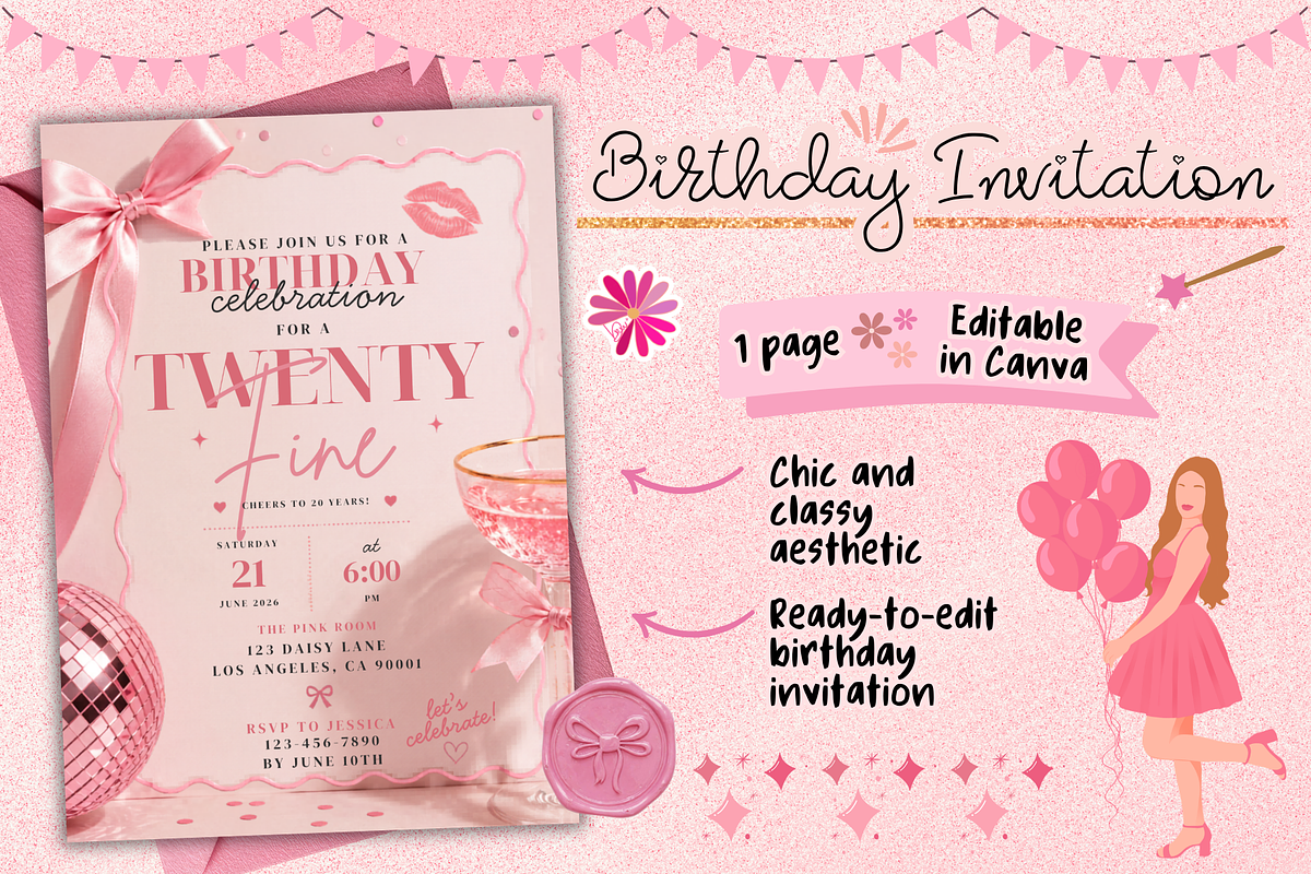 Twenty Fine Birthday Invitation, an Invitation Template by bellaROSEworkshop (Photo 1 of 5)