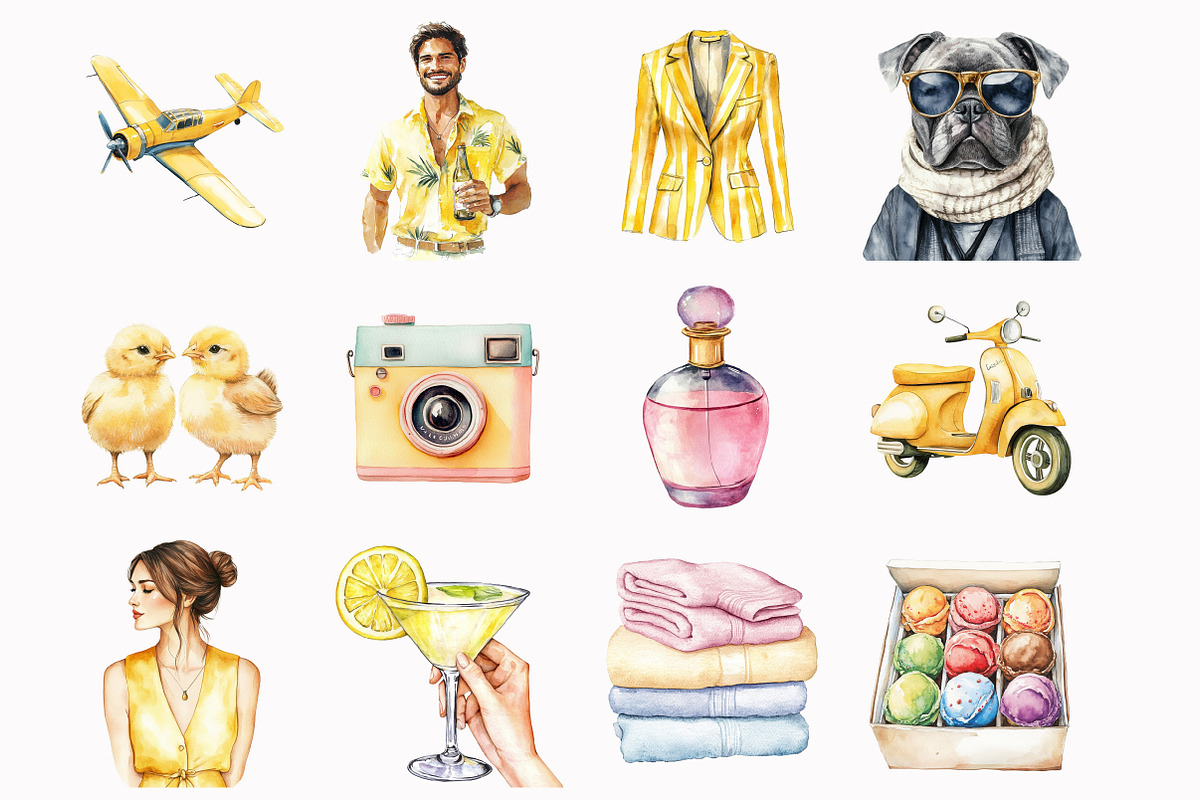 Watercolor Summer Aperitivo Clipart, an Illustration by Design Market (Photo 2 of 5)