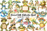 Summer Turtle Sublimation Clipart, an Illustration by Libby Wishes (Thumbnail 1 of 7)