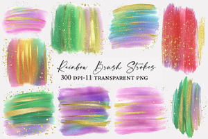 Rainbow Brush Strokes Clipart, an Illustration by Designworld