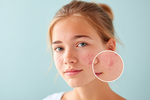 Young girl portrait with mild acne, a Person Photo by AlyaAnd