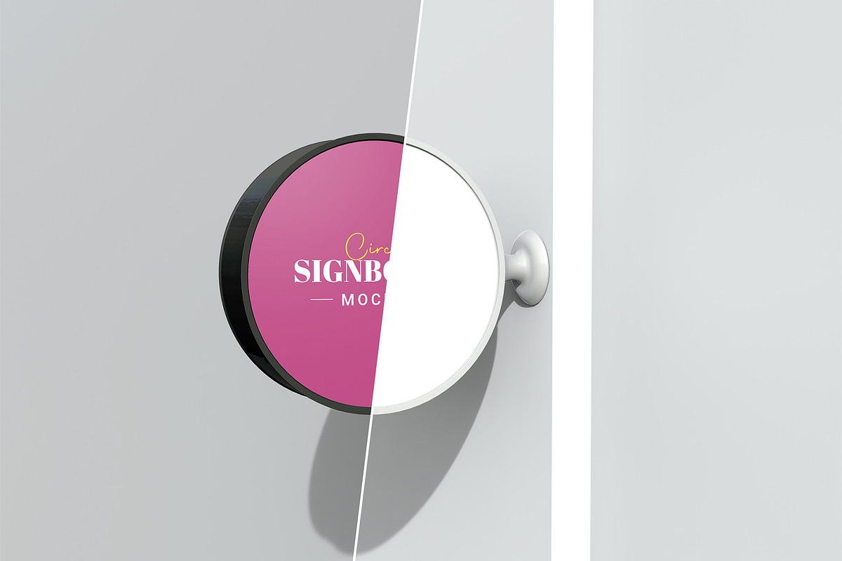 Hanging Round Sign on Wall Mockup, a Product Mockup by graphypix (Photo 2 of 4)