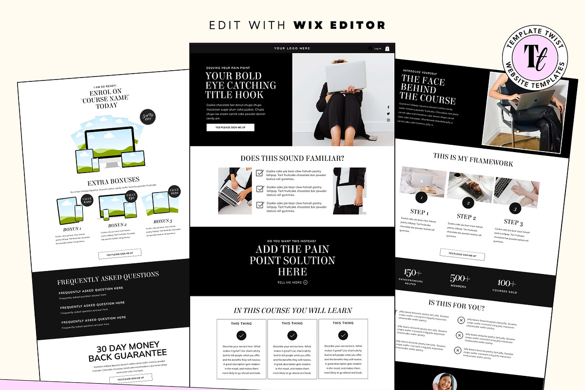 Dark Minimalistic Wix Sales Template, a Wix Template by Template Twist Shop (Photo 2 of 10)