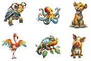 Watercolor Quirky animals Clipart, an Illustration by CreationArt (Thumbnail 4 of 5)