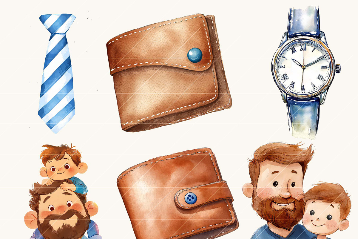 Cute Father's Day Clipart Bundle, a Person Illustration by SparkyDesignsUS (Photo 2 of 9)