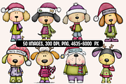 Quirky Christmas Dogs illustrations, an Animal Illustration by PrintHaven Designs (Thumbnail 2 of 9)