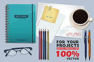 Realistic Vector Workplace Items