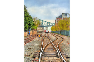 Railway in the old port of montreal canada featuring montreal, railway, and, a Transportation Photo by Leonid Andronov