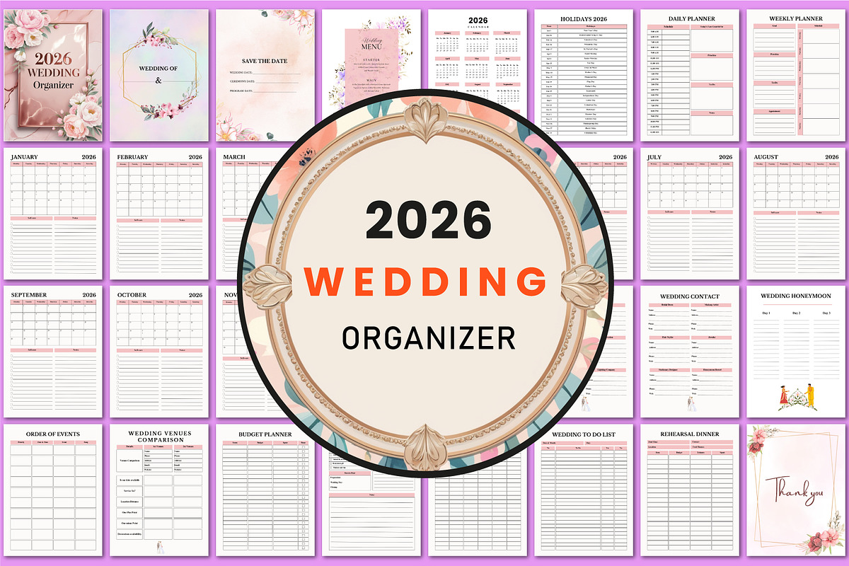 2026 Wedding Organizer For KDP, a Stationery Template by Shumaya (Photo 1 of 6)