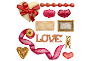 Watercolor heart romantic clipart, a Seasonal Illustration by Fresh art by Larysa (Thumbnail 2 of 7)