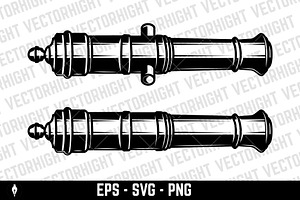 Vintage Cannon Vector Illustration.