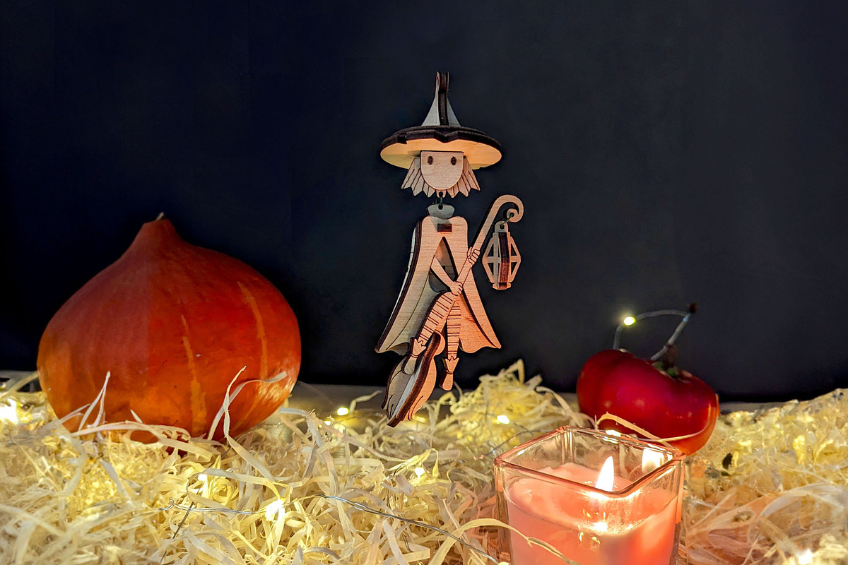 Halloween Witch Ornament - Laser Cut, an Object Graphic by VectorPainter (Photo 11 of 19)