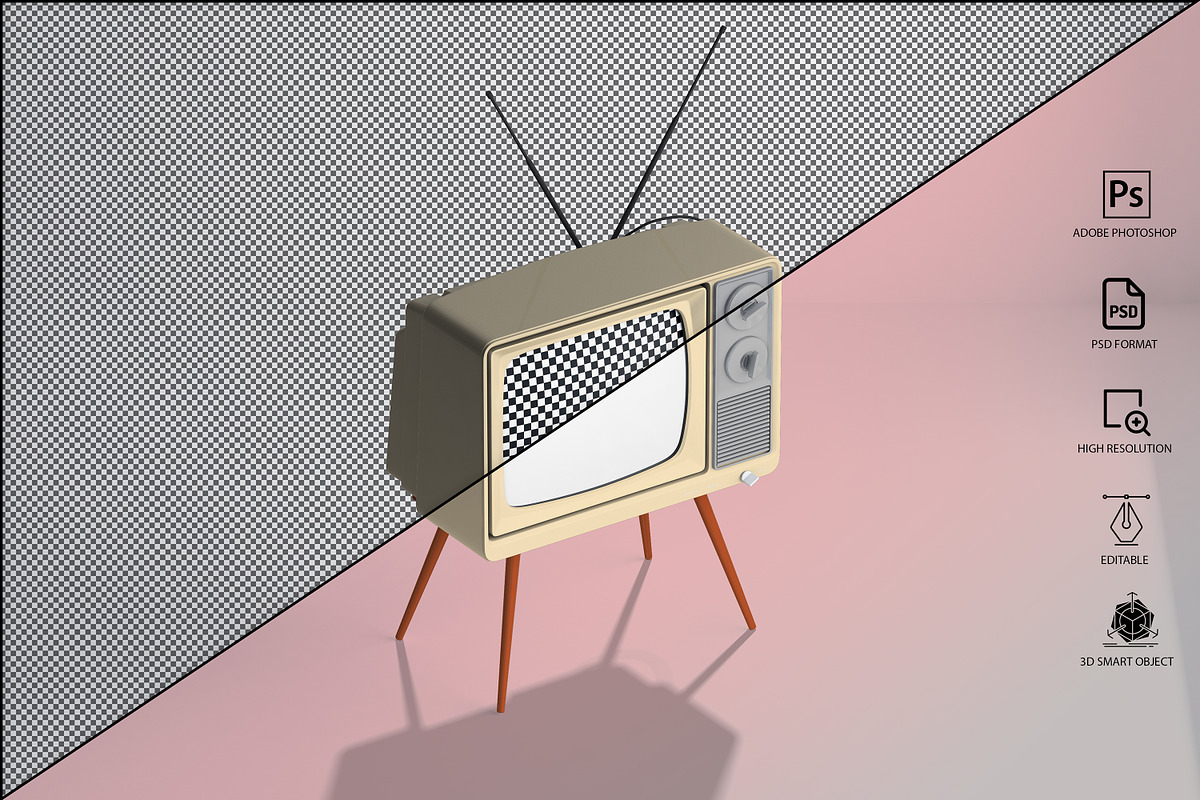 Retro Tv Mockup Pack, a Household Mockup by GraphicVil (Photo 20 of 23)
