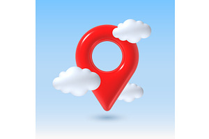 Location 3d pin. Red map pin in blue, a Technology Illustration by Frogella